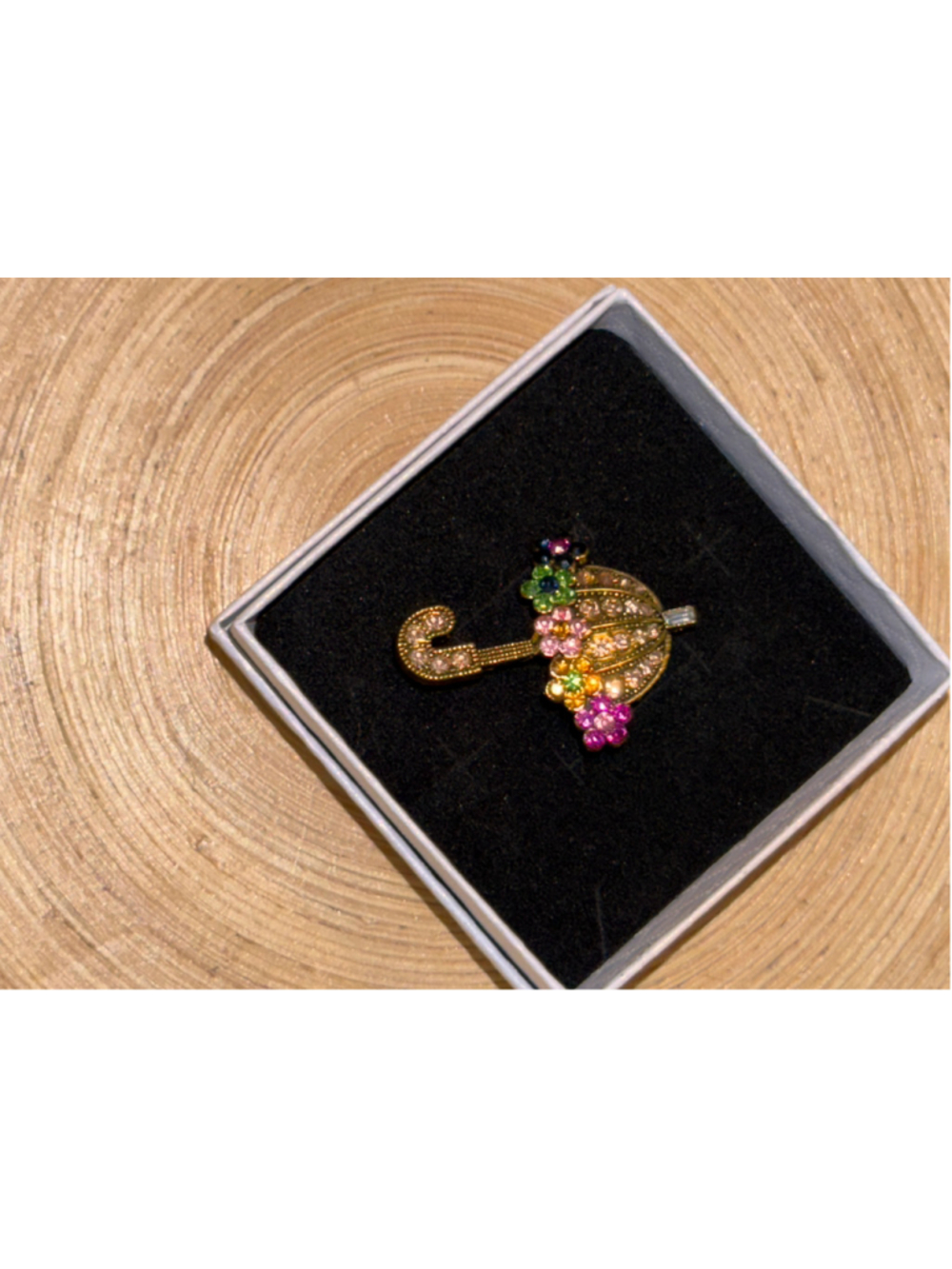 Aura’s Oddities Boutique Umbrella Brooch Gold & Multicolor